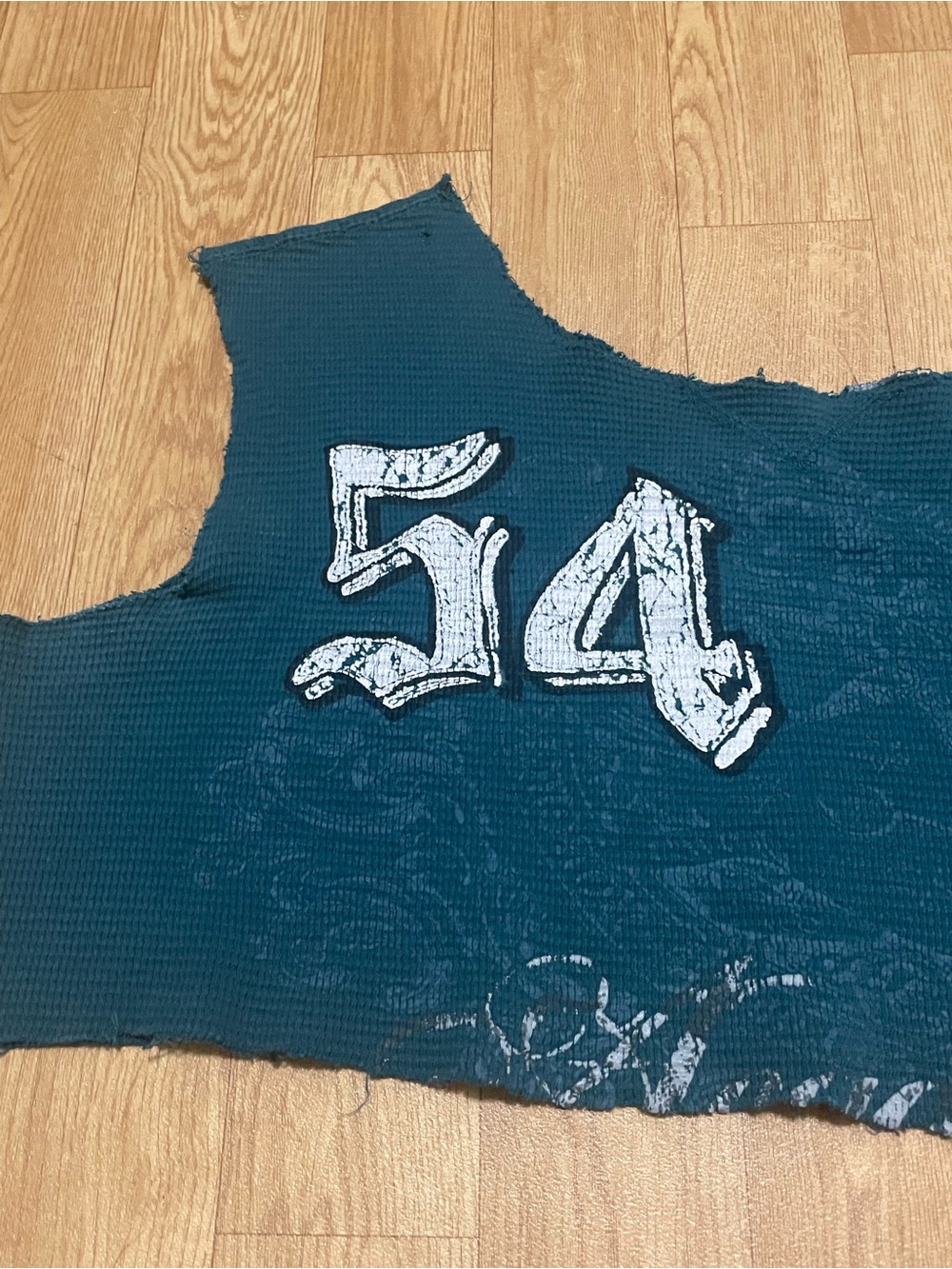 Hand Made Off The Shoulder Grunge Thermal Top XL with '54'